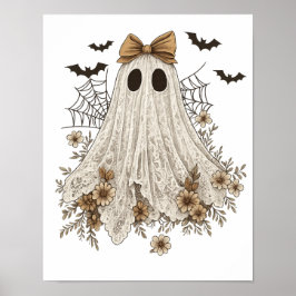 Poster Elegante Lace Ghost com Arco | Floral Ghost
