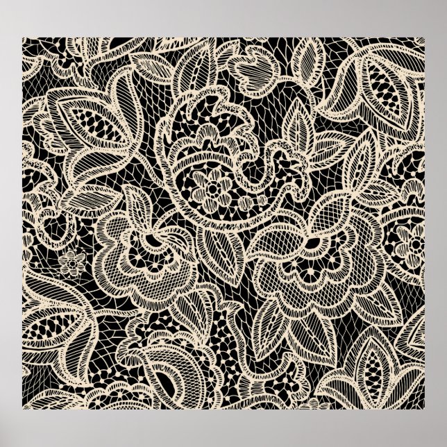 Poster Elegante Lace Seamless Pattern Design (Frente)