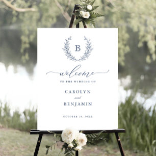 Poster Elegante Laurel Wreath Monograma Crest Sinal de Bo