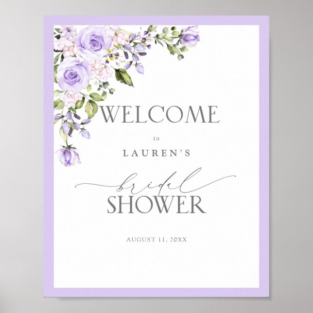 Poster Elegante Lavanda Lilac Floral Bridal (Frente)
