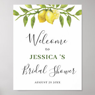 Poster Elegante Lemons Greenere bem-vinda BRIDAL SGHOWER