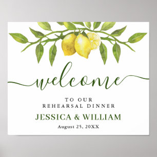 Poster Elegante Lemons Greenery REHEARSAL JANTO Bem-vindo