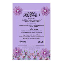 Elegante Lilás Roxo Floral Pérola Islâmico Nikah