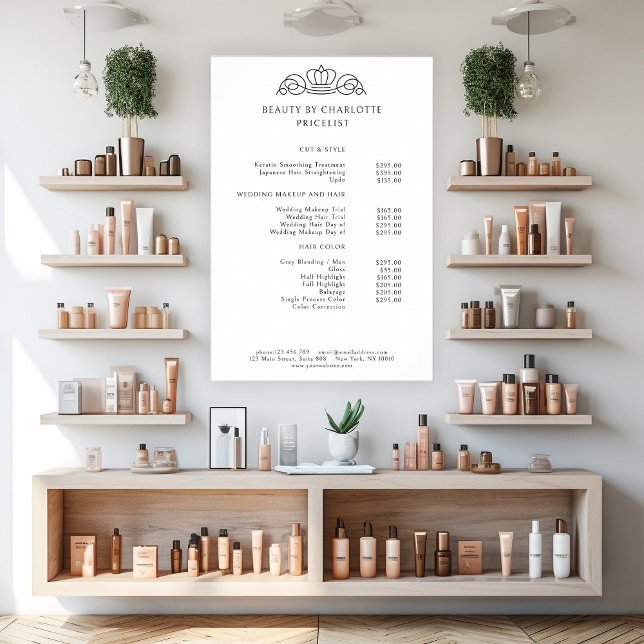 Poster Elegante, lista de preços real em branco (Criador carregado)