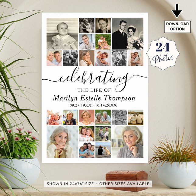 Poster Elegante Memorial 24 Foto Celebração da Vida (Criador carregado)