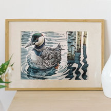 Elegante mergulhão no lago