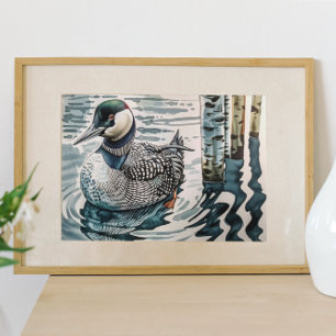 Poster Elegante mergulhão no lago
