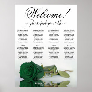 Poster Elegante Mesa 8 Carta de Assentos Rosa Verde Esmer