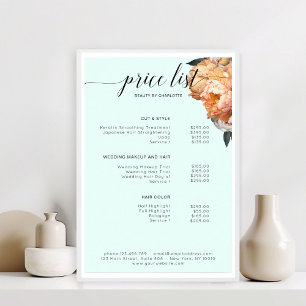 Poster Elegante, Moderno, Floral Lista de Preços de Peoni