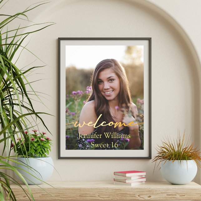Poster elegante moderno sinal de boas-vindas de foto doce (Criador carregado)