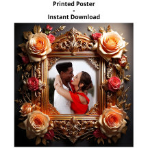 Elegante moldura de foto vitoriana com rosas 3D