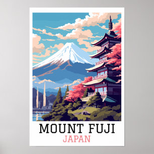 Poster Elegante Monte Fuji Japão Viagem Art
