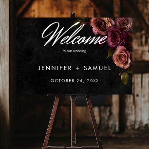 Poster Elegante Moody Muody Rust & Burgundy Floral Bem-vi
