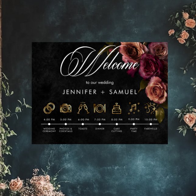 Poster Elegante Moody Muted Rust Burgundy Ordem dos Event (Criador carregado)