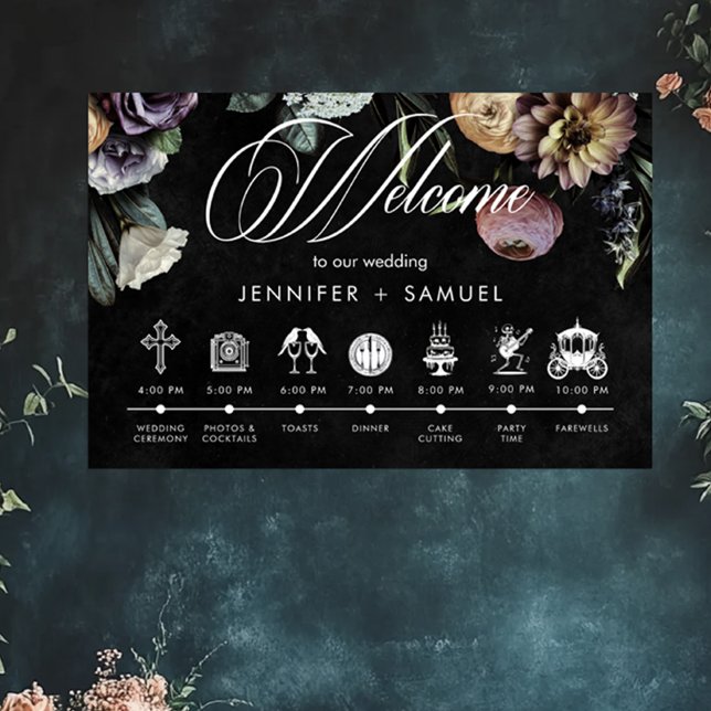 Poster Elegante Moody Twilight Muted Floral Order Events (Elegant Moody Twilight Muted Floral Order Events Poster)