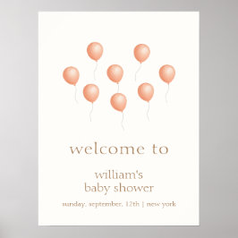 Poster Elegante neutro Boho Balão Chá de fraldas Bem-vind