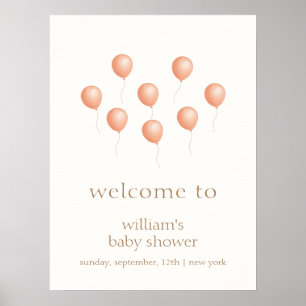 Poster Elegante neutro Boho Balão Chá de fraldas Bem-vind