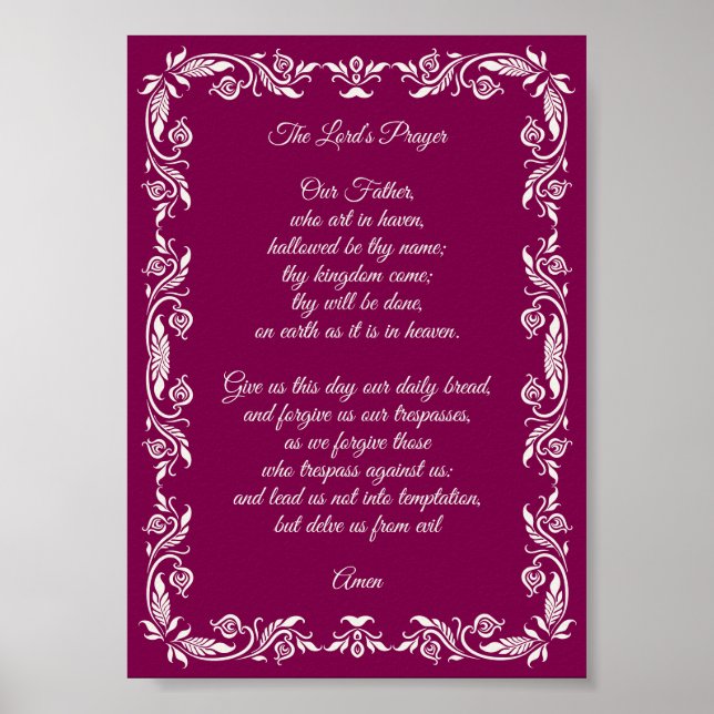 Poster Elegante Oração do Senhor Botânica  (Frente)