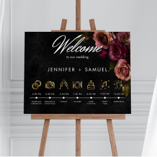 Poster Elegante Ordem de Eventos Silenciada Bege Burgundy