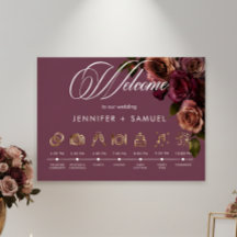 Elegante Ordem de Eventos Soft Rust Burgundy com H