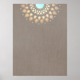 Poster Elegante Ornamentado Dourado Lotus Mandala