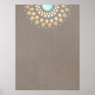 Poster Elegante Ornamentado Dourado Lotus Mandala