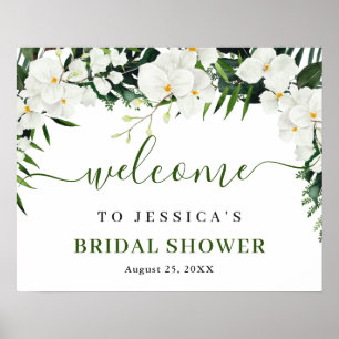 Poster Elegante Orquídea Branca Boho Chuveiro de Noiva Be