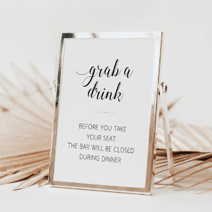 Póster Elegante Pegue Um Sinal De Bar De Casamento De Beb
