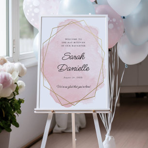 Poster Elegante Pink Bat Mitzvah Bem-vindo