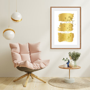 Poster Elegante Pintura Abstrata de Traço Dourado Moderno