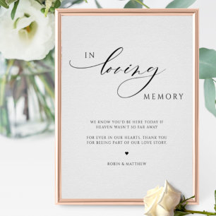 Poster Elegante Placa de Casamento Em Memória Amorosa