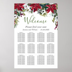 Poster Elegante Poinsettia 12 Mesas: GRÁFICO DE CASAMENT