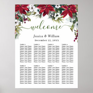 Poster Elegante Poinsettia 8 Mesas