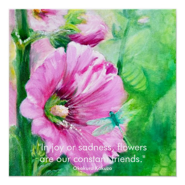Póster Elegante Poster de Arte Rosa Floral (Frente)