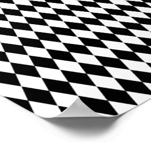 Poster Elegante Preto Branco Harlequim Geométrico Rombos
