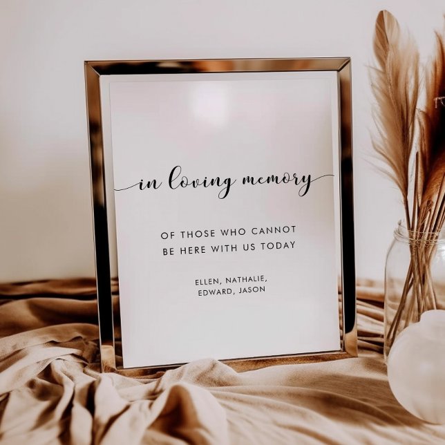 Poster Elegante preto e branco em sinal de memória amoros (Criador carregado)