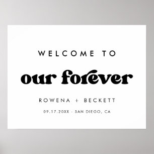 Poster Elegante preto e branco retrô Bem-vindo ao nosso P