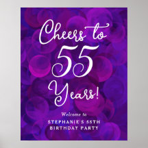 Elegante Purple Cheers para 55 anos 55 anos aniver