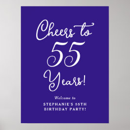 Poster Elegante Purple Cheers para 55 anos de Festa de an