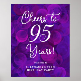 Poster Elegante Purple Cheers para 95 anos 95. º aniversá
