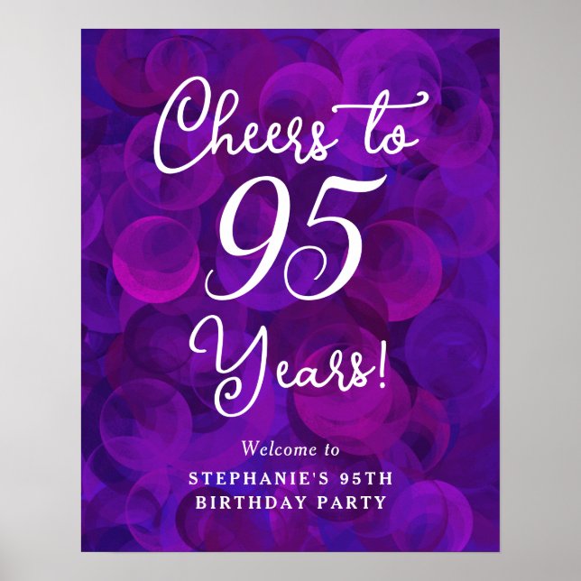 Poster Elegante Purple Cheers para 95 anos 95. º aniversá (Frente)