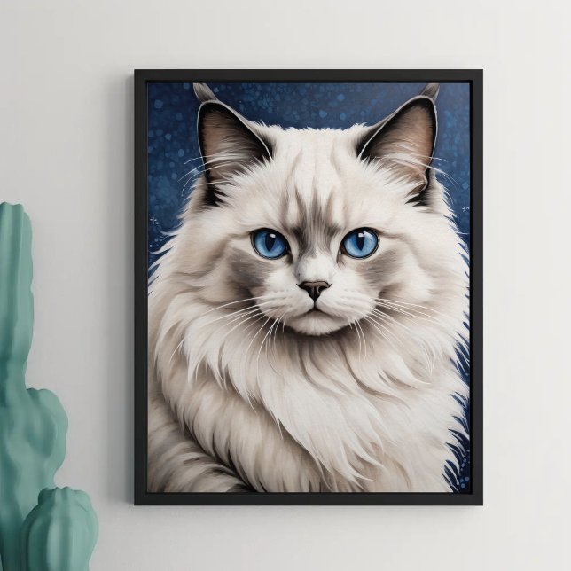 Poster Elegante Ragdoll Gato Retrato Trabalho de arte Azu (Criador carregado)