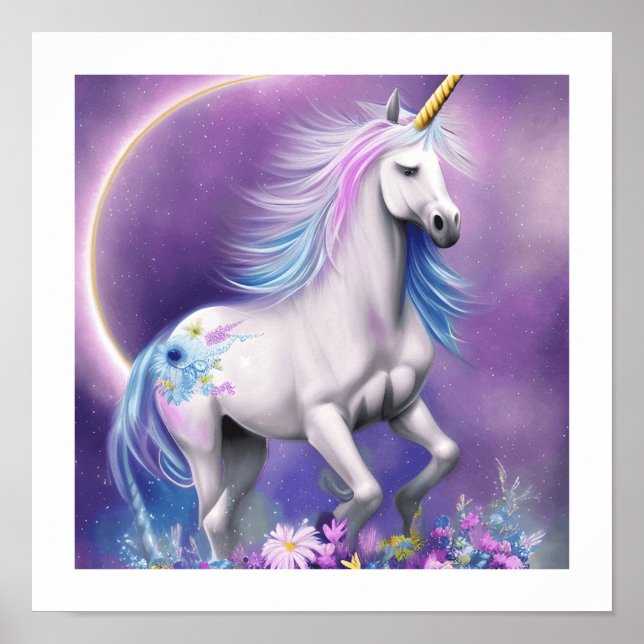 Poster Elegante Rainbow Unicorn (Frente)