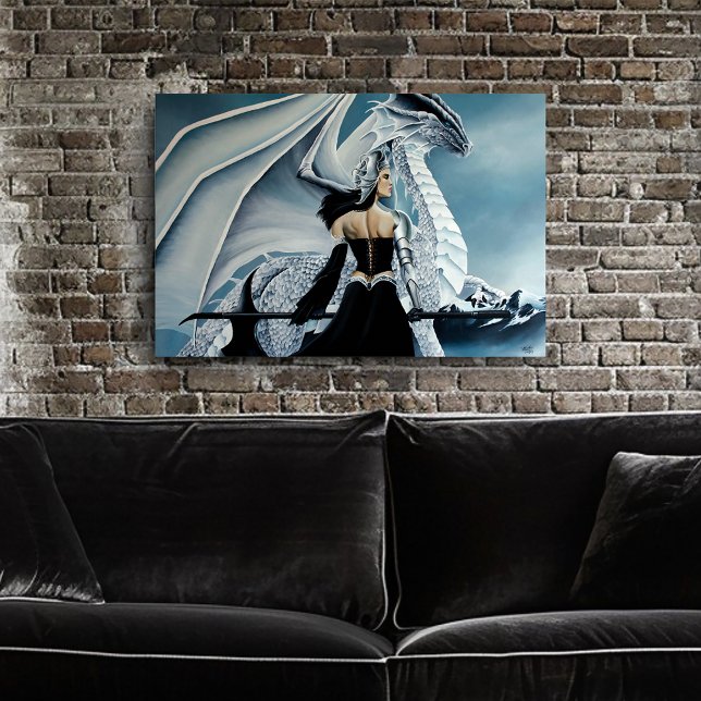 Poster Elegante Rainha Dragão Gótica de Inverno Branca Fa (Criador carregado)