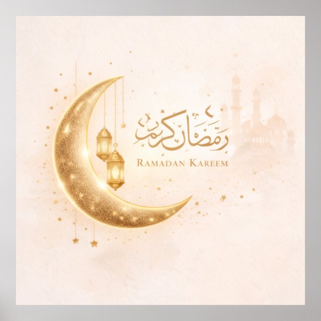 Poster Elegante Ramadan Kareem Lua Crescente & Lanterna I (Frente)