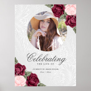 Poster Elegante Red Pink Photo Memorial Sinal de Boas-vin