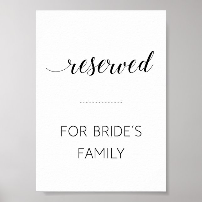 Poster Elegante Reservado para Sinal de Casamento Familia (Frente)