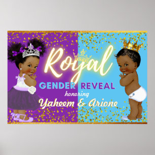 Poster Elegante Revelação de Gênero Real Africano Roxo e 