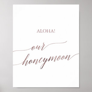 Poster Elegante Rosa Dourada Caligrafia Aloha Nossa Lua d