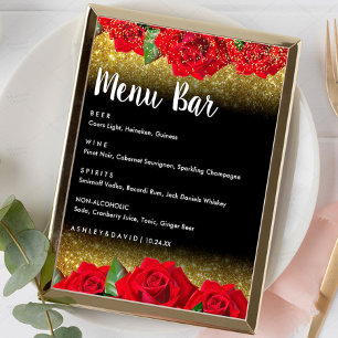 Poster Elegante Rosa Vermelho Turco Carimbo bar